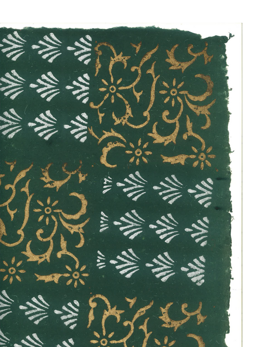 Gold & White Bandhani on Green 02