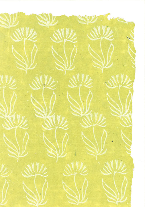 Single Leaves in White on Lime Green