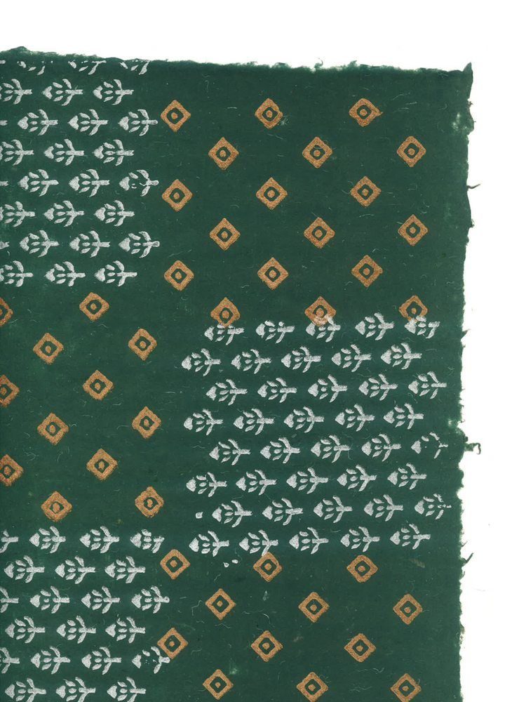 Gold & White Bandhani on Green 04