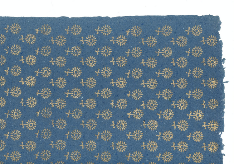 Golden Floral Motif on an Admiral Blue