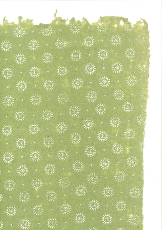 White Floral Dot on Crocodile Green