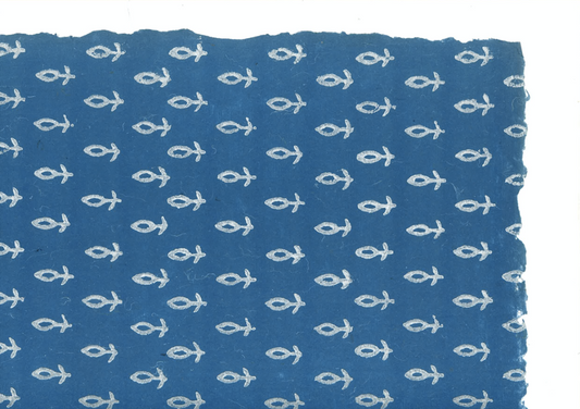 Single silver leaf on Ocean blue