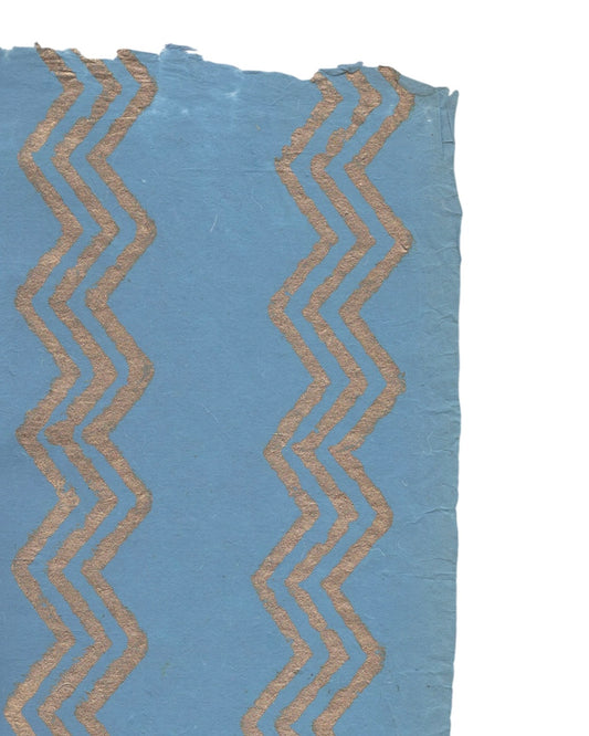 Triangle waves in Gold on Stone Blue