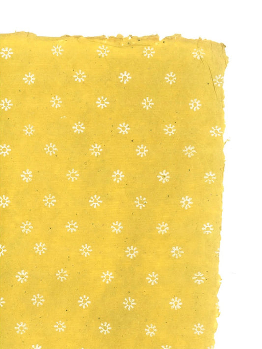 White Flower on Mustard Yellow
