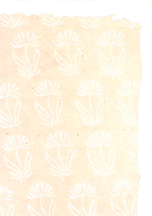 Single Leaves in White on Beige